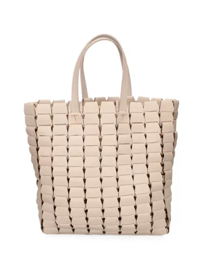 Dragon Diffusion Link Woven Leather Tote Bag In Neutral
