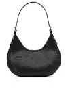 Dragon Diffusion Luna Mezza 3mm Diagonal Moon Shape Hobo 35x27x7 Cm Shoulder Bags Black In Black