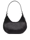 Dragon Diffusion Luna Mezza 3mm Diagonal Moon Shape Hobo 35x27x7 Cm Shoulder Bags Black