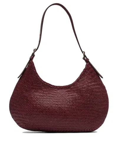 Dragon Diffusion Luna Mezza 3mm Diagonal Moon Shape Hobo 35x27x7 Cm Shoulder Bags Bordeaux In Red
