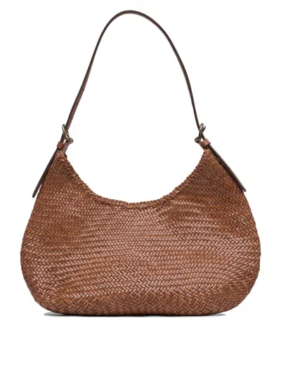 Dragon Diffusion Luna Mezza 3mm Diagonal Moon Shape Hobo 35x27x7 Cm Shoulder Bags Brown
