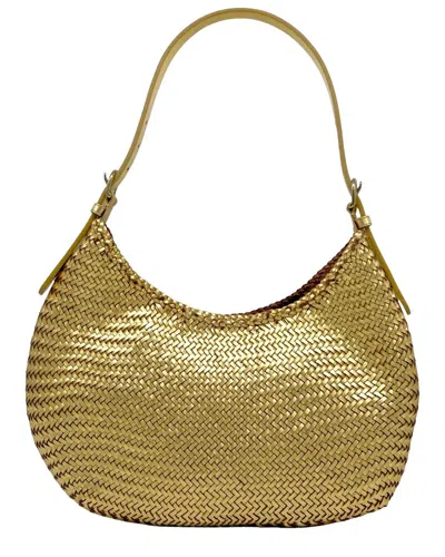 Dragon Diffusion Luna Mezza Woven Leather Tote Bag In Gold