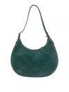 Dragon Diffusion Curved Woven Texture Shoulder Bag In Green