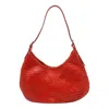 Dragon Diffusion Luna Mezza 3mm Diagonal Moon Shape Hobo 35x27x7 Cm Shoulder Bags Red In Red