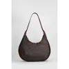 Dragon Diffusion Luna Mezza Woven Leather Shoulder Bag In Brown