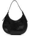 Dragon Diffusion Leather Slouchy Shoulder Bag With Woven Texture In Black