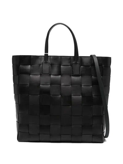 Dragon Diffusion Medium Pino Woven Top-handle Tote Bag In Black