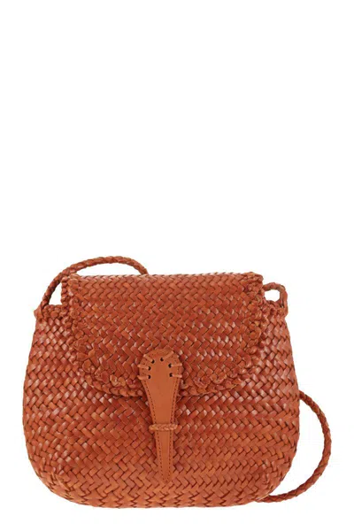 Dragon Diffusion Mini City Bag - Woven Leather Bag In Orange