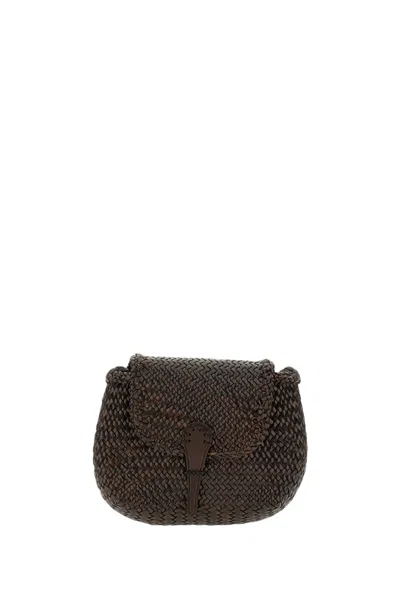 Dragon Diffusion Mini City Shoulder Bag In Brown Woven Leather