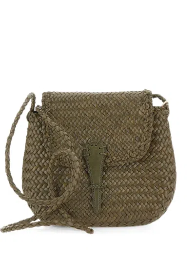 Dragon Diffusion Mini City Woven Leather Cross Body Bag In Green