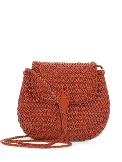 Dragon Diffusion Mini City Woven-leather Crossbody Bag In Brown