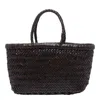 Dragon Diffusion Mini Flat Gora Basket 23x17x6 Cm Buff Calf Leather In Brown