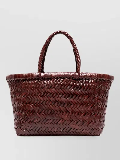 Dragon Diffusion Mini Flat Gora Leather Beach Bag In Brown