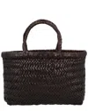 Dragon Diffusion Mini Flat Gora Leather Shoulder Bag In Brown