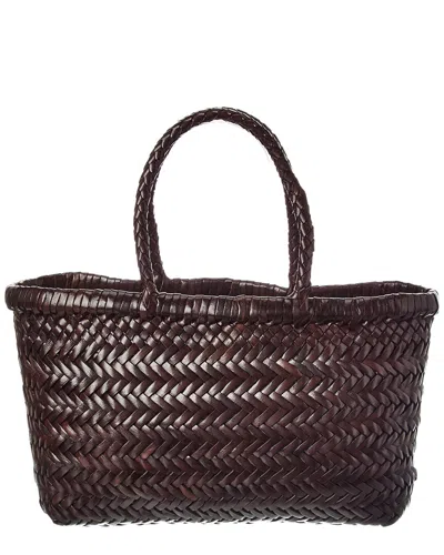 Dragon Diffusion Mini Flat Gora Leather Shoulder Bag In Brown