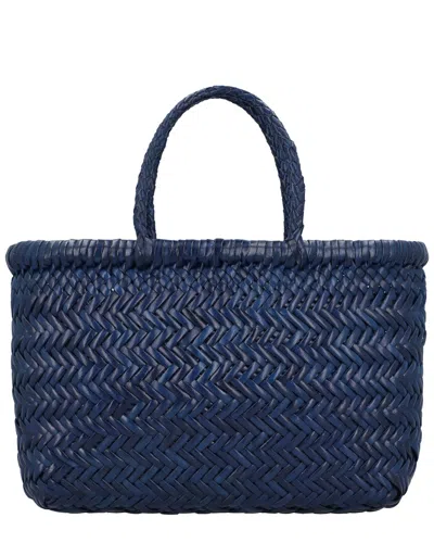 Dragon Diffusion Mini Flat Gora Leather Top Handle Bag In Blue