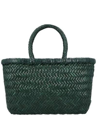 Dragon Diffusion Mini Flat Gora Leather Top Handle Bag In Green