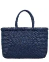 Dragon Diffusion Mini Flat Gora Leather Top Handle Bag In Blue