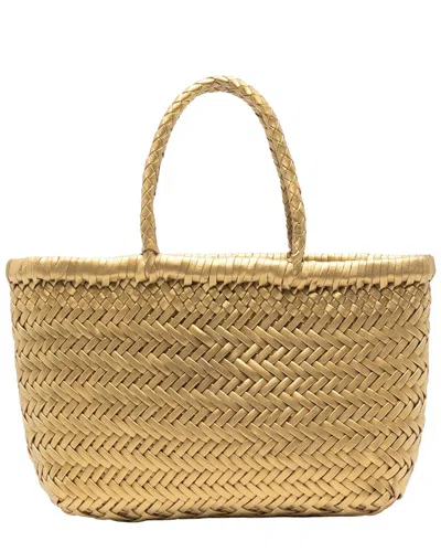 Dragon Diffusion Mini Flat Gora Leather Tote In Gold