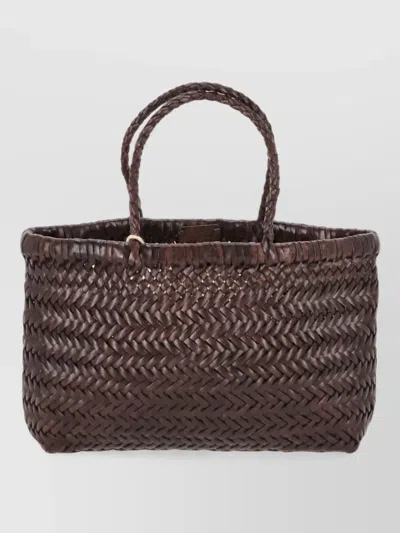 Dragon Diffusion Mini Flat Gora Silk Beach Bag In Brown