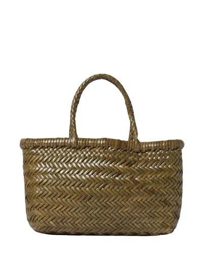 Dragon Diffusion Mini Flat Gora Woven-design Tote Bag In Green