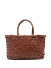 Dragon Diffusion Mini Flat Gora Woven-leather Tote Bag In Brown