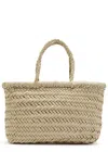 Dragon Diffusion Mini Flat Gora Woven Leather Top Handle Bag In Neutral