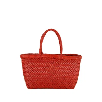 Dragon Diffusion Mini Flat Gora Woven Tote Bag In Red