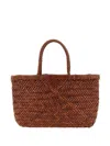 Dragon Diffusion Mini Flat Gora Woven-leather Tote Bag In Brown