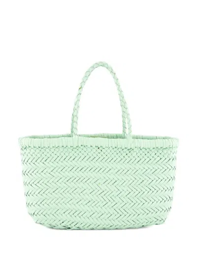 Dragon Diffusion Mini Flat Leather Tote Bag In Green