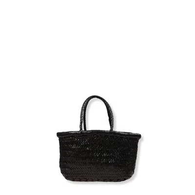 Dragon Diffusion Mini Hand-braided Leather Basket Tote In Black