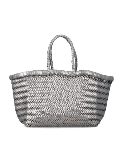 Dragon Diffusion Mini Leather Bag With Foil Finish In Silver