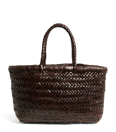 Dragon Diffusion Mini Leather Flat Gora Tote Bag In Brown