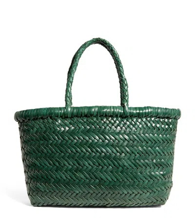 Dragon Diffusion Mini Leather Flat Gora Tote Bag In Green