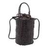 Dragon Diffusion Cylindrical Woven Dual Handles Shoulder Bag In Black