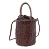 Dragon Diffusion Woven Texture Shoulder Bag With Dual Handles In Brown
