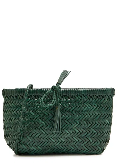Dragon Diffusion Minsu Woven Leather Cross-body Bag In Green