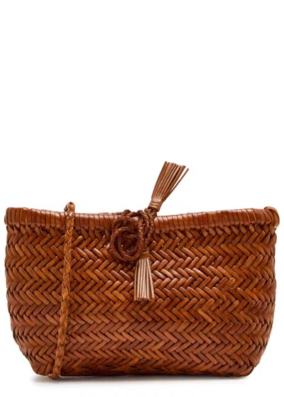 Dragon Diffusion Minsu Woven Leather Cross-body Bag In Brown