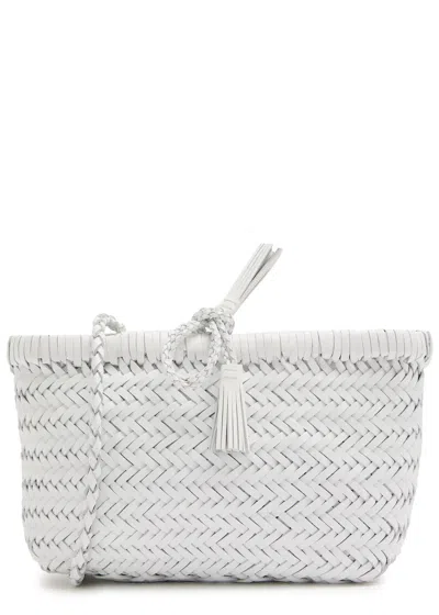 Dragon Diffusion Minsu Woven Leather Cross-body Bag In White