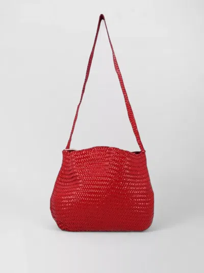 Dragon Diffusion Handwoven Leather Shoulder Bag In Red