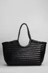 Dragon Diffusion Big Nantucket Woven Leather Basket Bag In Black