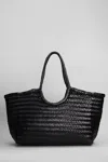 Dragon Diffusion Big Nantucket Woven Leather Basket Bag In Black