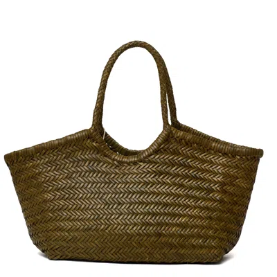 Dragon Diffusion Nantucket Big Handwoven Buffalo Leather Tote Bag In Green