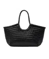 Dragon Diffusion Big Nantucket Woven Leather Basket Bag In Black