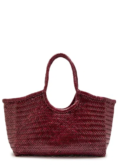 Dragon Diffusion Nantucket Big Woven Leather Tote Bag In Burgundy