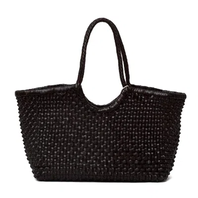 Dragon Diffusion Nantucket Cactus Weave Handwoven Buffalo Leather Tote Bag In Red