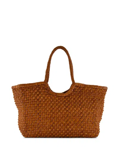 Dragon Diffusion Nantucket Cactus Woven Leather Tote Bag In Brown