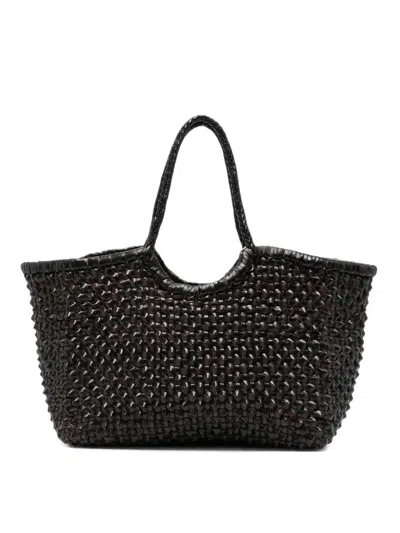Dragon Diffusion Nantucket Cactus Woven Leather Tote Bag In Black