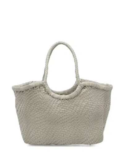 Dragon Diffusion Nantucket Woven Leather Shoulder Bag In Gray