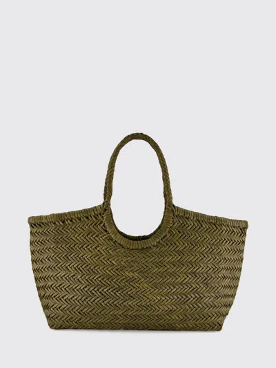 Dragon Diffusion Nantucket Woven Leather Shoulder Bag With Braided Handles In Green